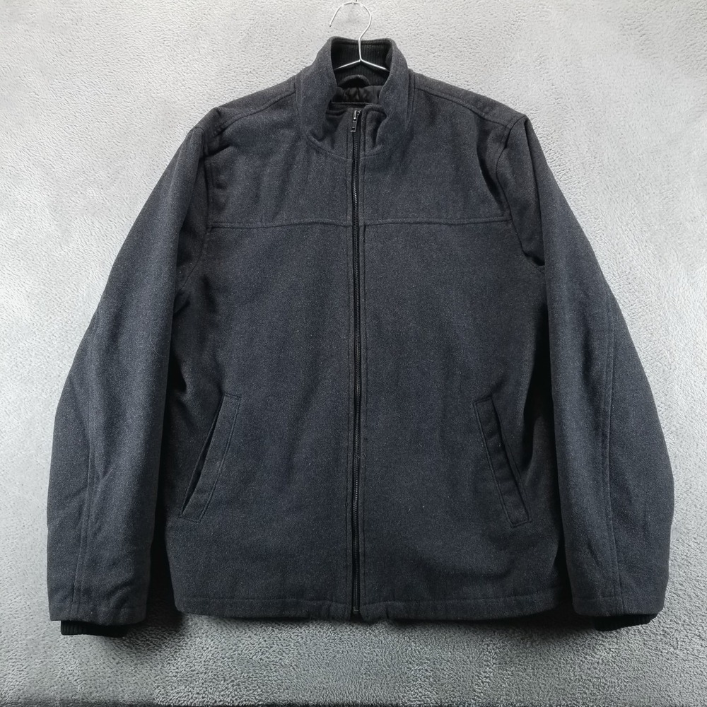 Gap Jacket‎ Mens L Gray Bomber Zip Up Pockets Wool Blend Insulated